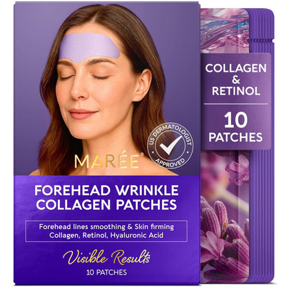 MAREE Forehead Wrinkle Patches – Collagen Wrinkle Patches with Retinol & Hyaluronic Acid for Face Lift – Fine Lines Deep Forehead Wrinkles Treatment Remover – Face Tape for Wrinkles Between Eyebrows MAREE