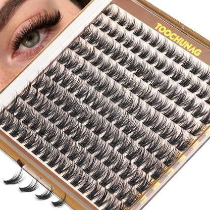 Short Lash Clusters 9-12mm Wispy Cluster Eyelash Extensions 160pcs Natural Individual Lashes Natural Look C Curly Thin Band Eyelashes Clusters by TOOCHUNAG TOOCHUNAG