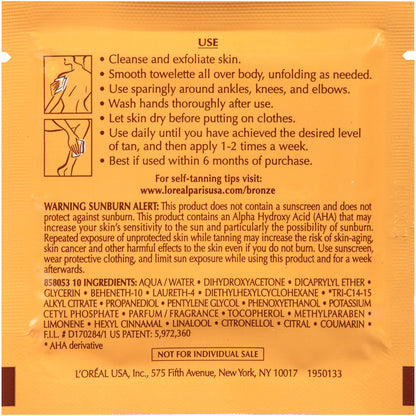 L'Oreal Paris Sublime Bronze Self Tanning Towelettes, Streak-Free, Natural Looking Tan, 6 ct L'Oreal Paris