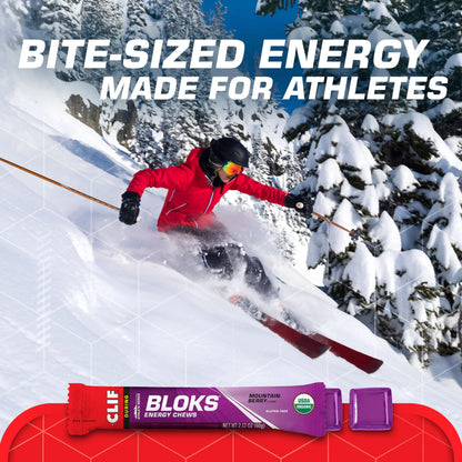 CLIF BLOKS - Mountain Berry Flavor - Energy Chews - Non-GMO - Plant Based - Fast Fuel for Cycling and Running - Quick Carbohydrates and Electrolytes - 2.12 oz. (18 Count) CLIF Bar