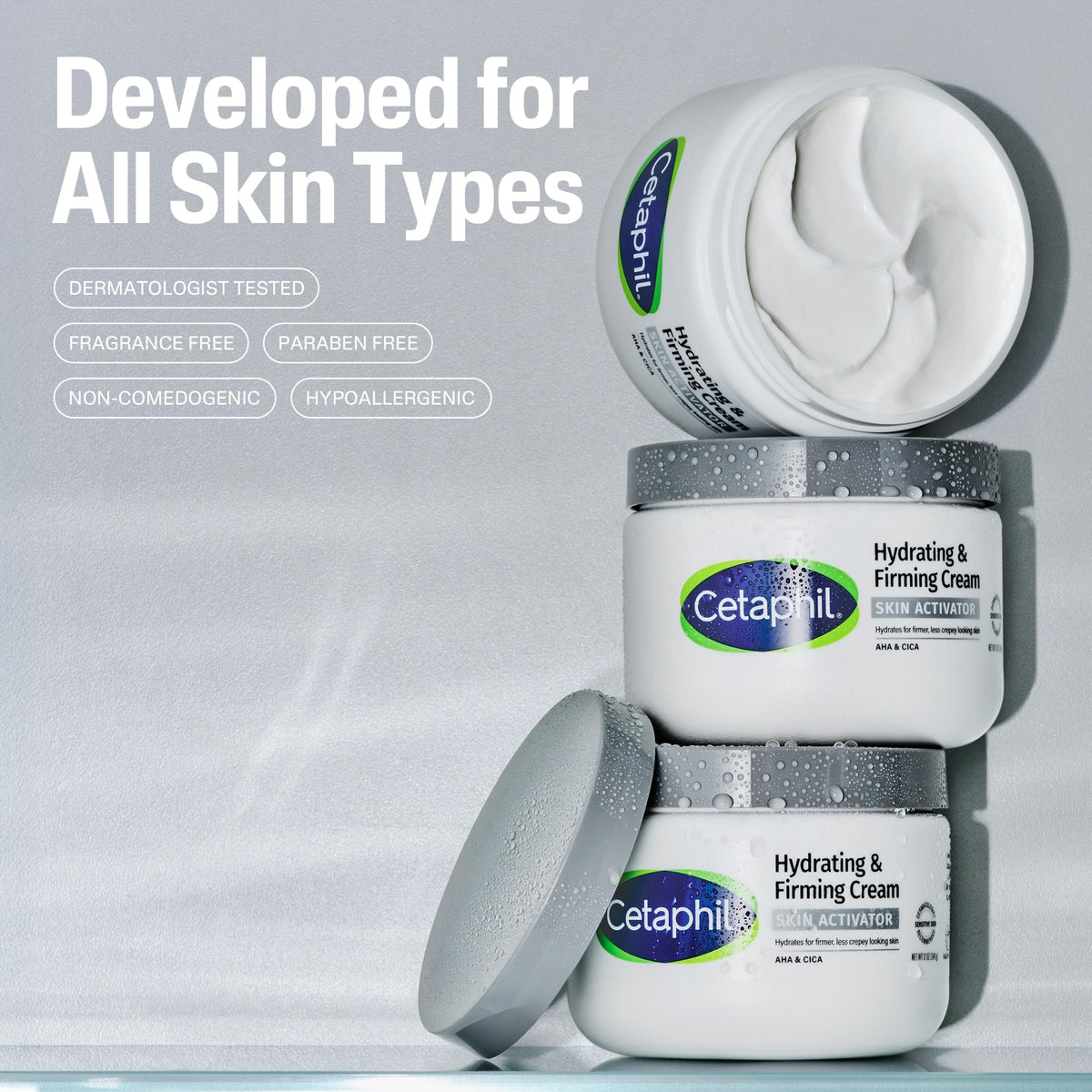 Cetaphil Skin Activator Firming Body Cream, AHA + CICA, 12oz Cetaphil
