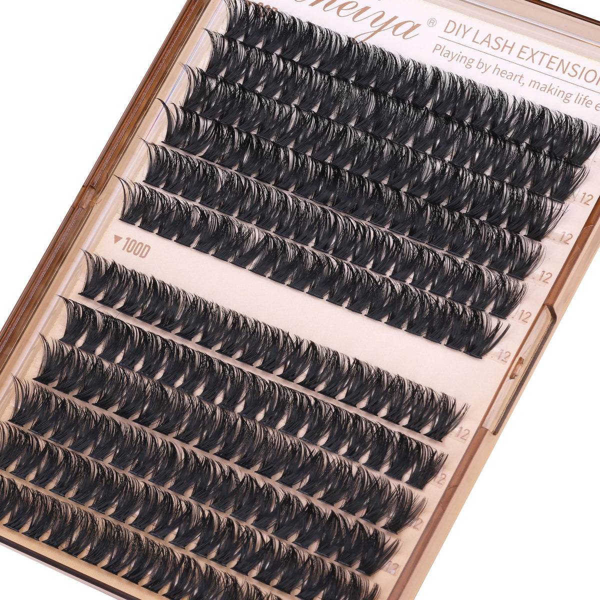 Geeneiya 12MM Volume Lash Clusters D Curl Cluster Eyelash Extensions Thick Cluster Lashes Only 12MM 80D+100D DIY Lash Extension Waterproof Geeneiya