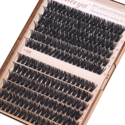 Geeneiya 12MM Volume Lash Clusters D Curl Cluster Eyelash Extensions Thick Cluster Lashes Only 12MM 80D+100D DIY Lash Extension Waterproof Geeneiya