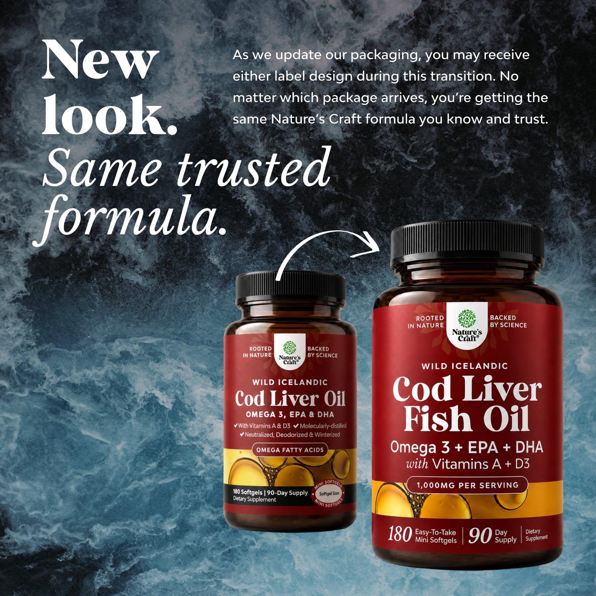 Cod Liver Oil Capsules, Omega 3 Fish Oil, 100 Mini Softgels | 1,000 mg per 2-softgel serving with 240 mg total omega-3s, EPA & DHA, vitamins A & D3, from wild-caught Icelandic cod Gsupps Australia