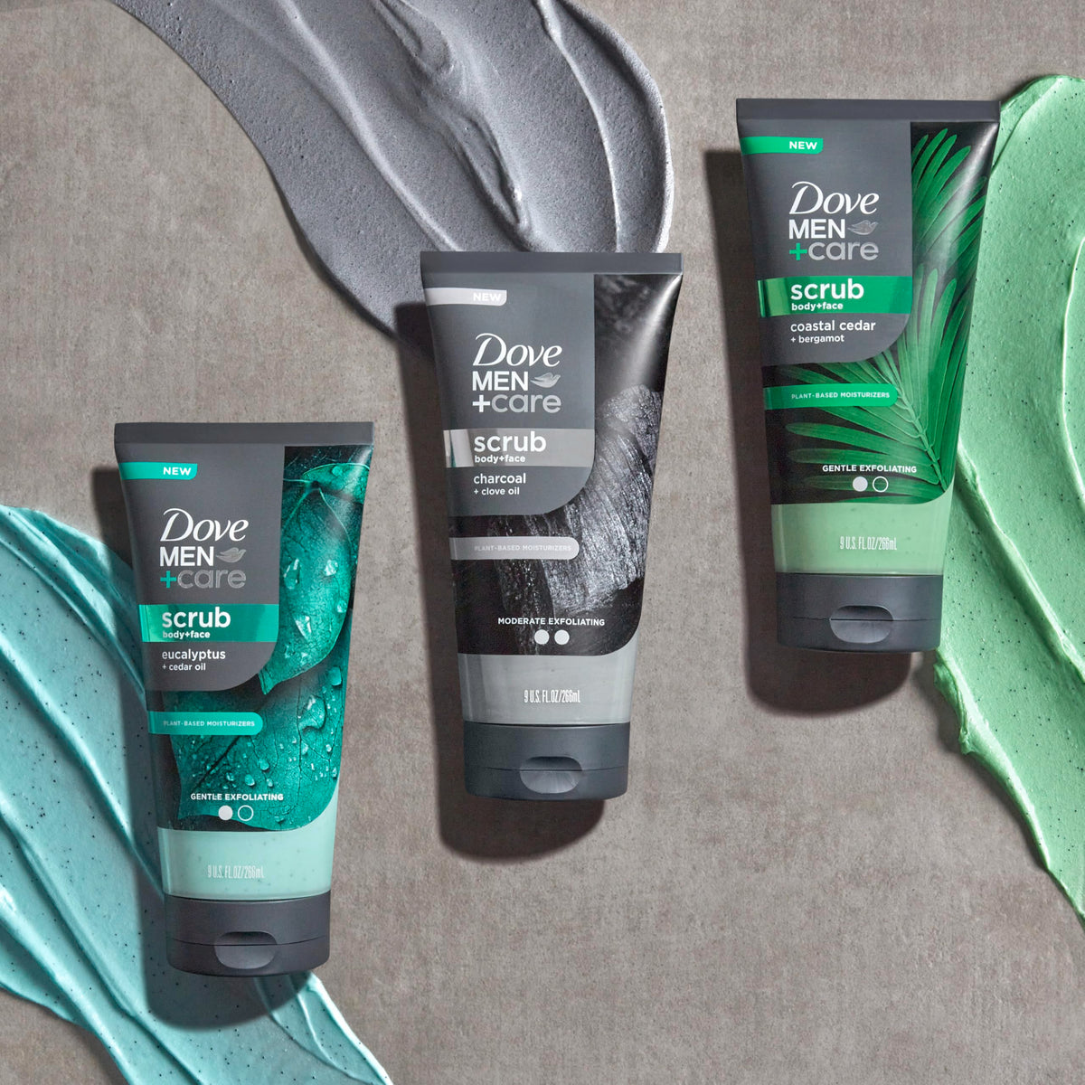 DOVE MEN + CARE Body and Face Scrub Eucalyptus Deeply Exfoliates for Hydrated & Nourished Skin 100% Gentle Cleanser, No Sulfate Cleansers or Parabens 9 oz DOVE MEN + CARE