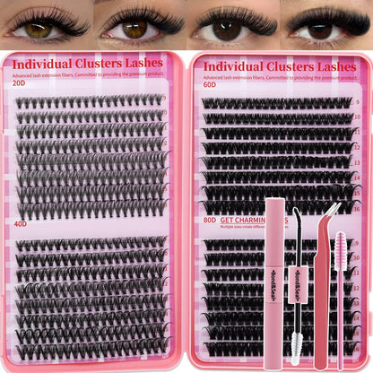 Lash Clusters Kit for Beginners Eyelash Clusters Kit Lashes Clusters Kit Cluster Lashes Pestañas Postizas Naturales with Lash Bond&Seal,Lash Tweezers,Brush RITALASH(640pcs 20D+40D+60D+80D Kit,9-16mm) RITALASH