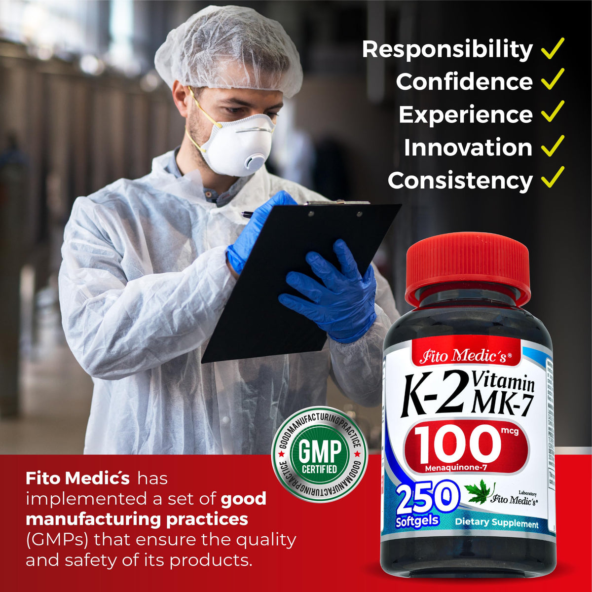 FITO MEDIC'S Lab | Vitamin k2 | k2 Vitamin Supplement | Vitamin k | 250 softgels | 100 mcg | FITO MEDIC'S