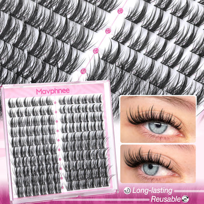 Natural Lash Clusters Spiky Eyelash Extensions Wispy Individual Lashes Manga Eyelash Individuals 120 Pcs CC-Curly Cluster Eyelash Extensions 10-16MM Mixed DIY Lash Extensions by Mavphnee Mavphnee