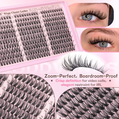 Goddvenus Lash Clusters Kit Wispy Eyelash Clusters Lashes Natural DIY Lash Extension Kit 10-16mm Cluster Eyelash Extensions Kit 300pcs C Curl Individual Lashes Cluster Eyelash (No Tweezers) Goddvenus