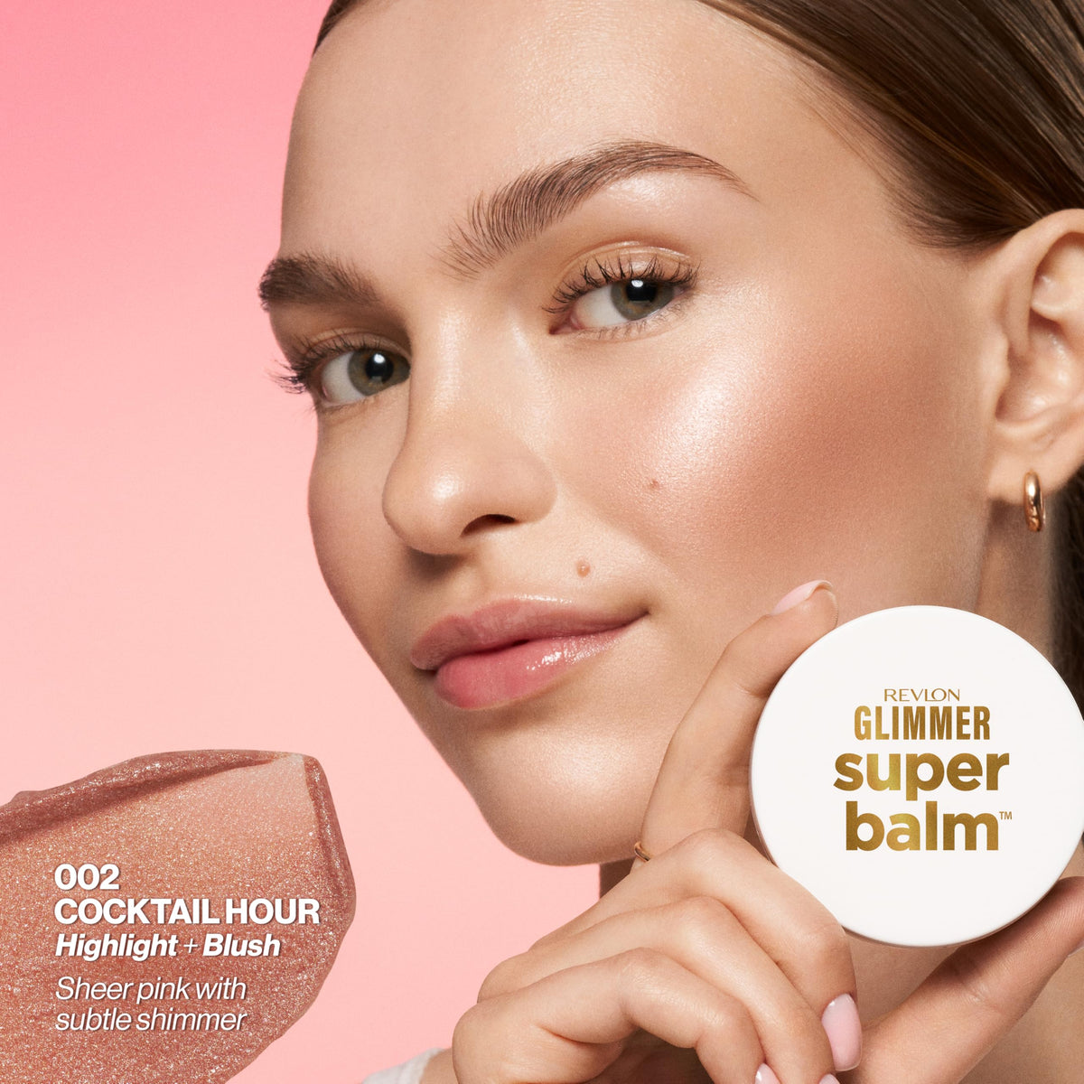 Revlon Glimmer Super Balm, Multi-Use Makeup, 002 Cocktail Hour, 0.06 oz REVLON