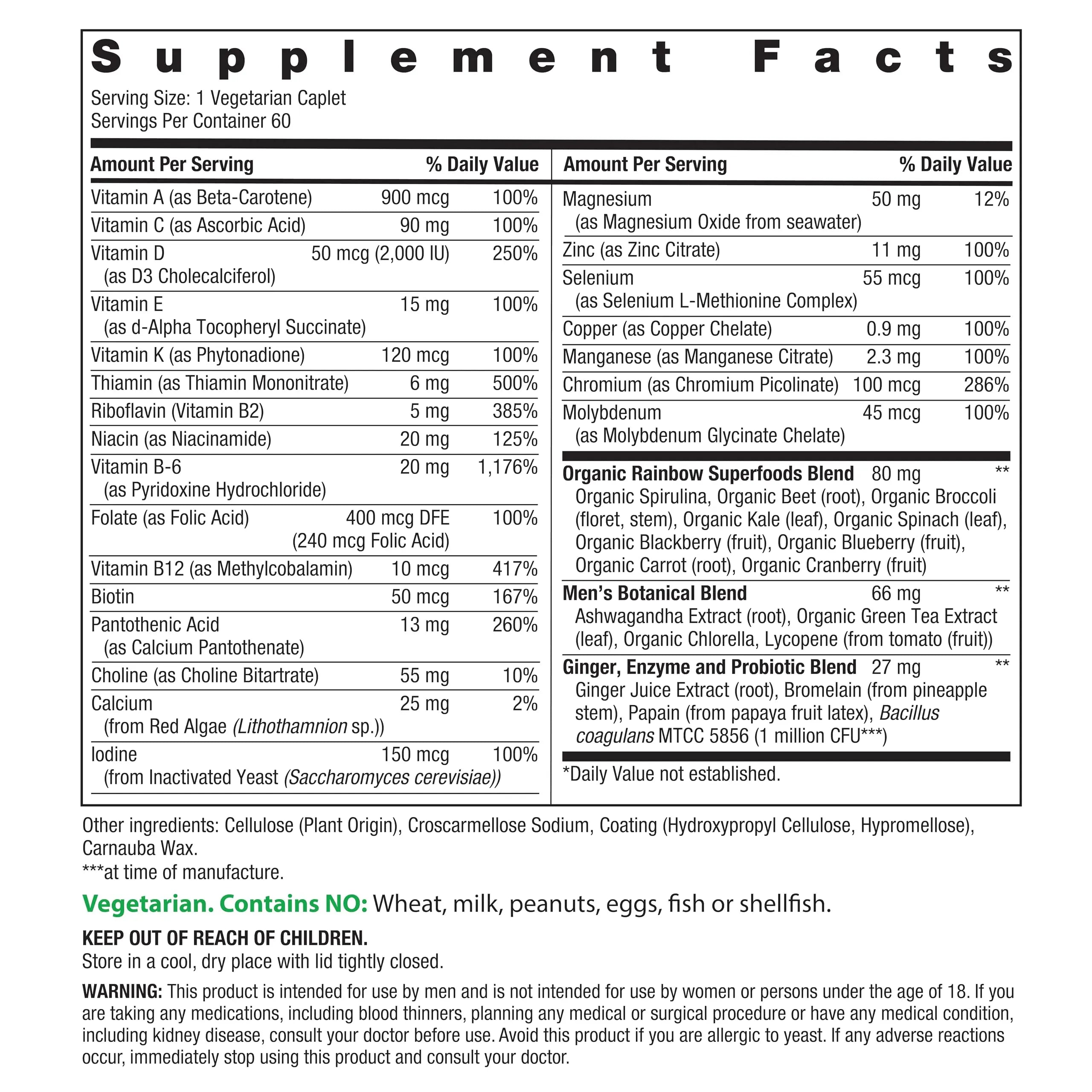 Rainbow Light Mens Multivitamin One + | 60 Caplets | Supports Energy & Antioxidant Health | with Real Food Nutrients, Digestive Enzymes & Probiotics Rainbow Light buy australia supplements