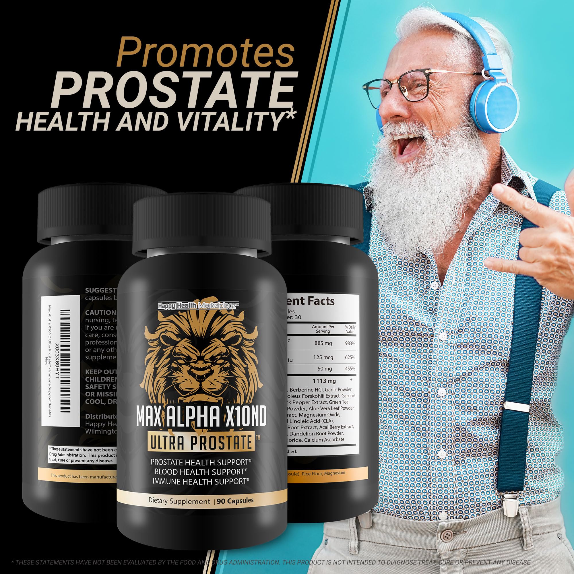 Max Alpha X10ND Ultra Prostate - T Prostate Support for Men - Promote Energy & Endurance - Blood Flow Support for Prostate Health with Vitamin D, Ginseng, Green Tea, & Zinc - Immune Support Benefits Happy Health Marketplace buy australia supplements