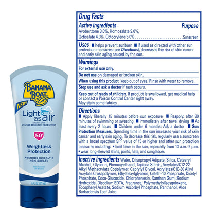 Banana Boat Light As Air Sunscreen Lotion SPF 50 Twin Pack | Lightweight & Non-Greasy Lotion Sunscreen SPF 50 Banana Boat