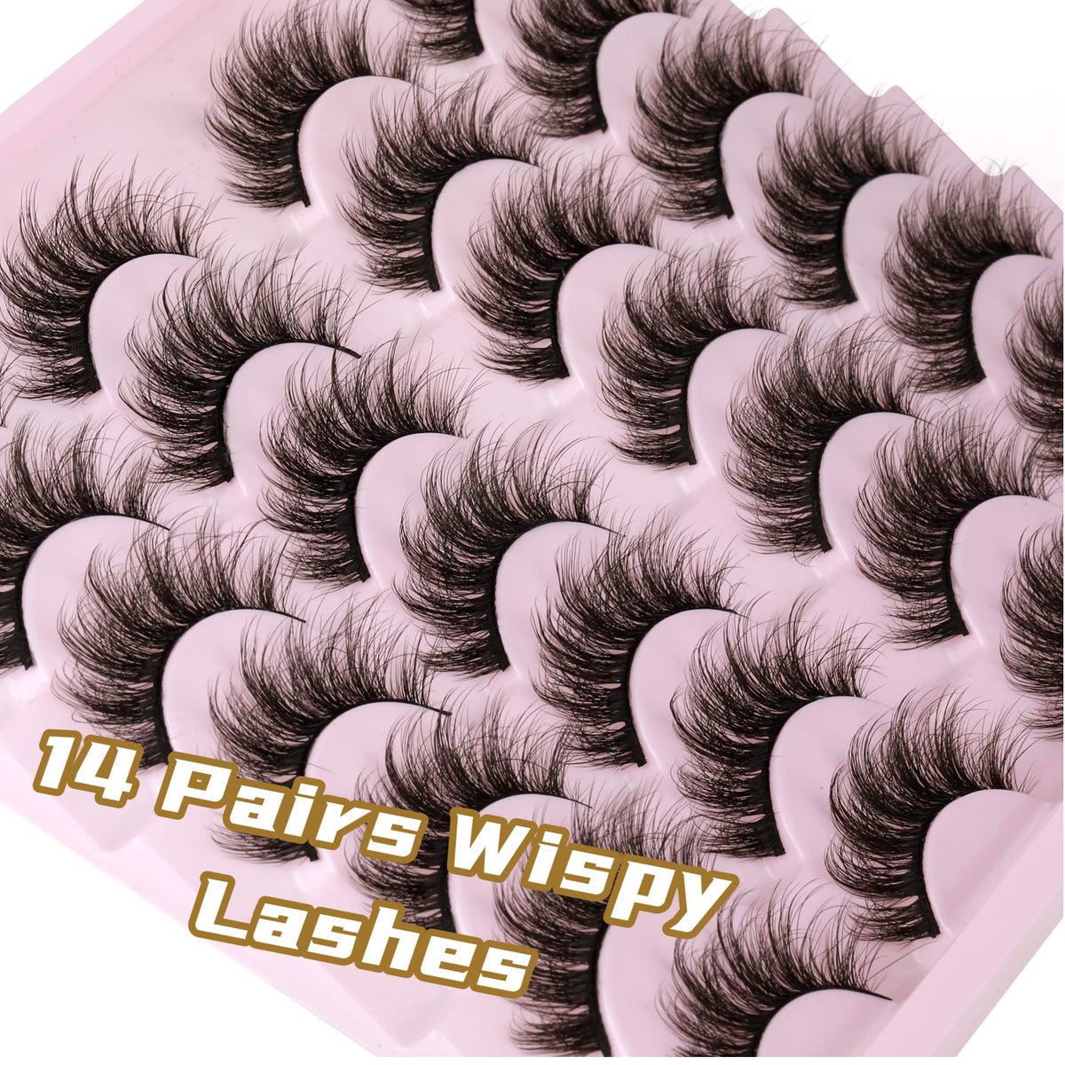 14 Pairs Wispy Mink Lashes False Eye Lashes Natural Look 5D Volume 16mm Fake Eyelashes Pack by TNFVLONEINS TNFVLONEINS