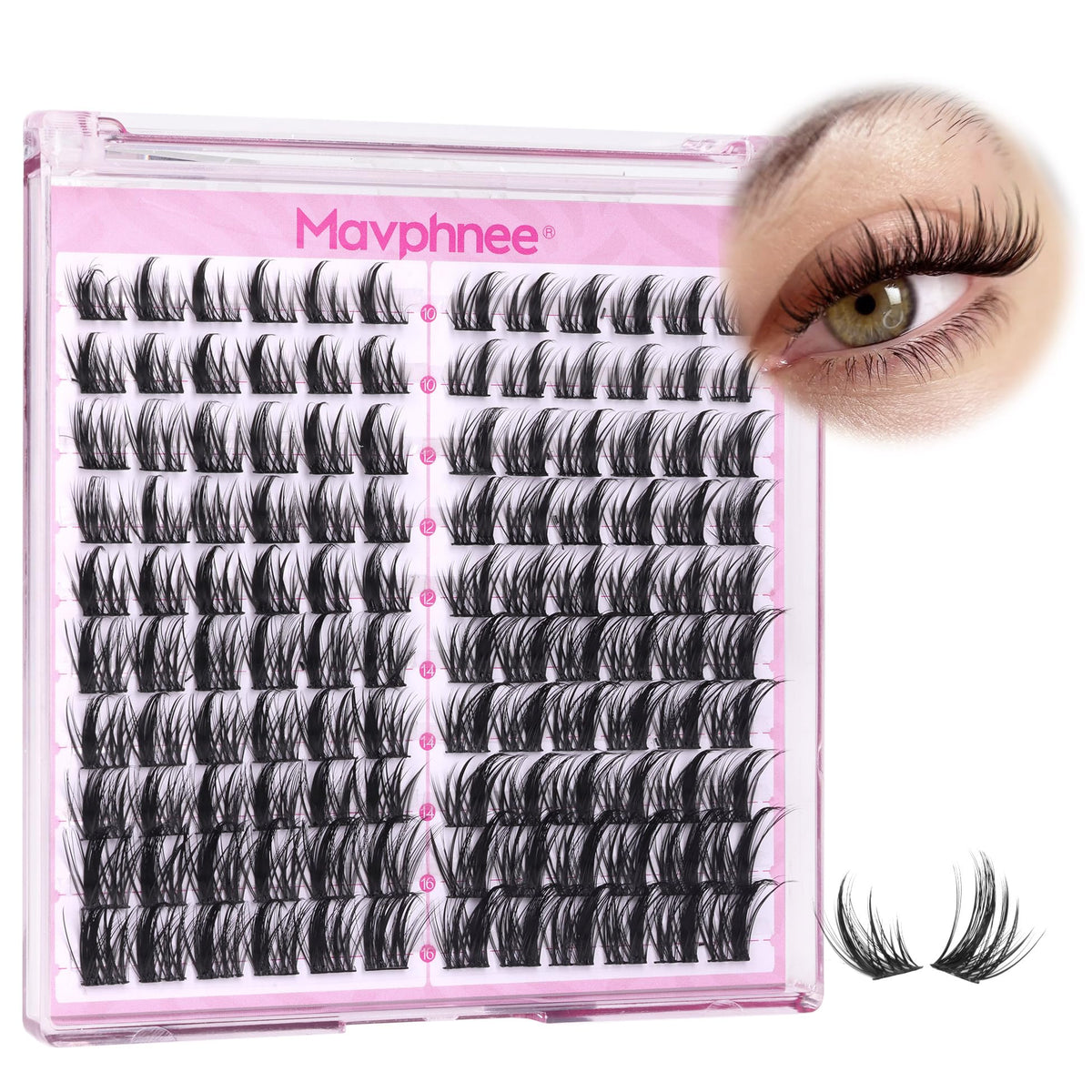 Natural Lash Clusters Spiky Eyelash Extensions Wispy Individual Lashes Manga Eyelash Individuals 120 Pcs CC-Curly Cluster Eyelash Extensions 10-16MM Mixed DIY Lash Extensions by Mavphnee Mavphnee