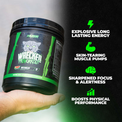 Wrecked Pre Workout Powder, Advanced Formula, Boosts Energy, Focus, Pumps & Performance, 10g L-Citrulline, 6.4g Beta Alanine, 5g Tyrosine, 1g Alpha GPC, 375mg Fast-Acting Caffeine & More (40 Servings)