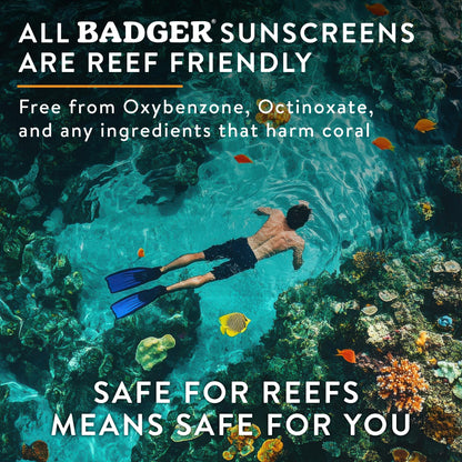 Badger Reef Safe Mineral Sunscreen SPF 50, Zinc Oxide, 2.9 fl oz Badger