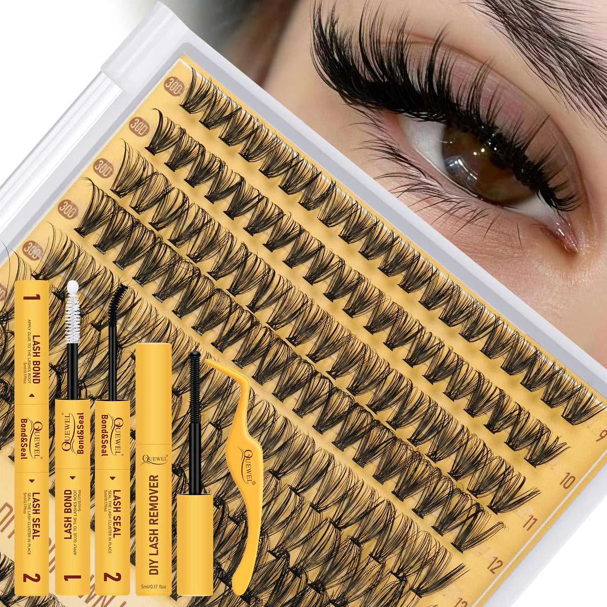 QUEWEL Lash Clusters Kit, 320 Pcs 30D+40D Lash Cluster Eyelash Extensions QUEWEL