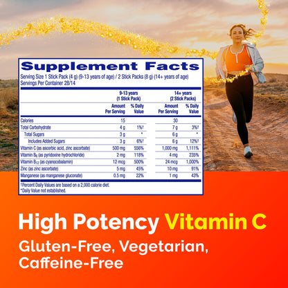 Emergen-C Crystals, On-the-Go Emergen-C Immune Support Supplement with Vitamin C, B Vitamins, Zinc and Manganese Emergen-C