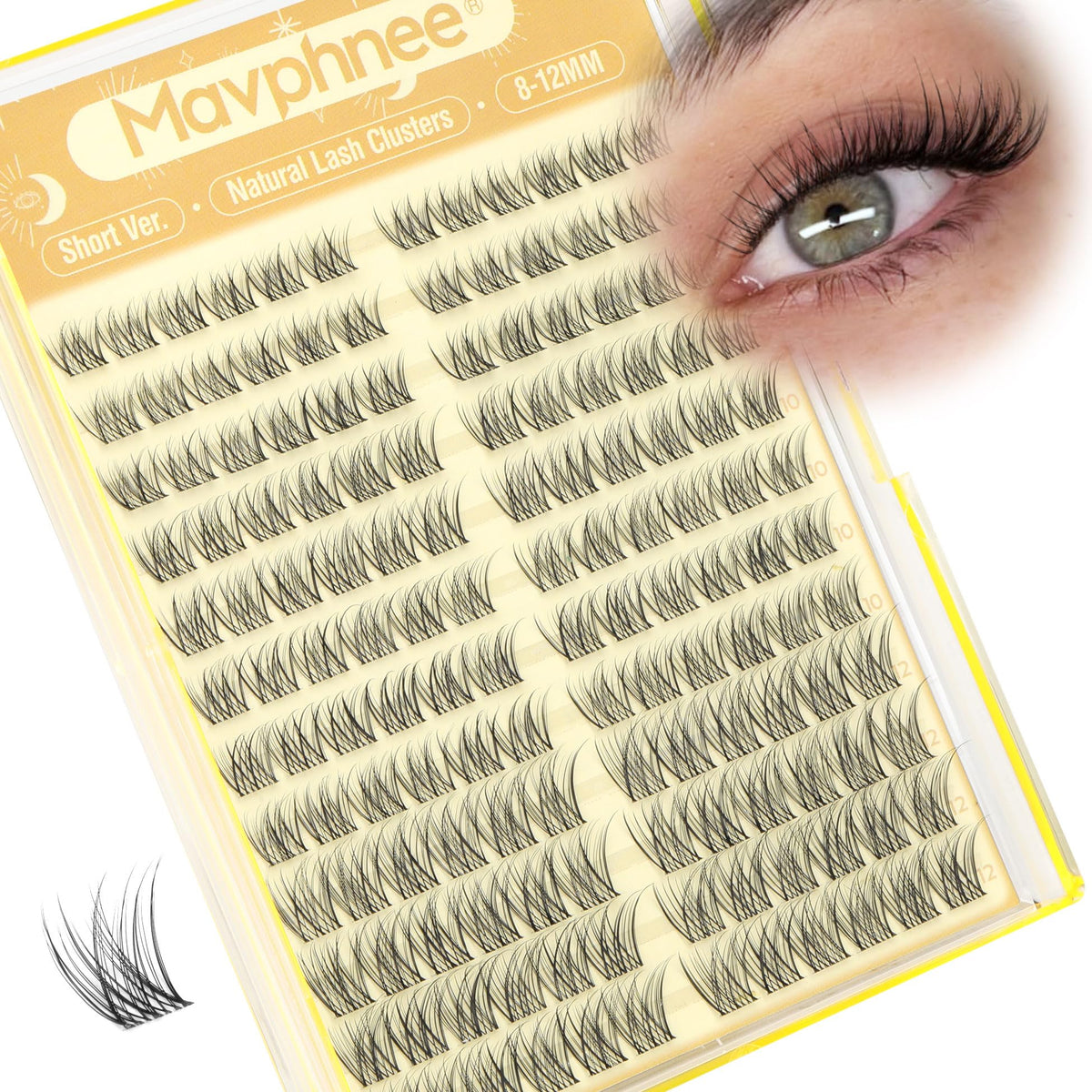 Short Lash Clusters Natural Cluster Eyelash Extensions 8-10-12MM Clear Band Cluster Lashes Extensions Wispy Individual Lashes CC-Curly Eyelash Clusters Pestañas Postizas Naturales 144Pcs DIY Lashes Mavphnee