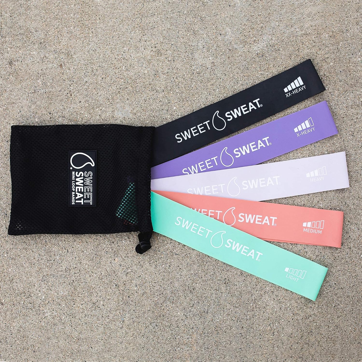 Sweet Sweat Mini Loop Resistance Bands - Set of 5 | Exercise Hip Booty Bands for Squats, Lunges, Physical Therapy, Yoga, Pilates, Rehab & Home or Gym Workouts Gsupps Australia
