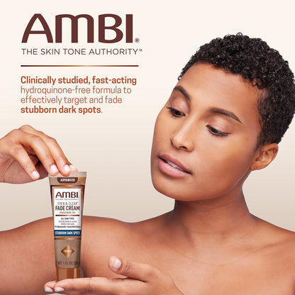 Ambi Even & Clear Advanced Fade Cream, Hydroquinone-free, Hyperpigmentation Treatment, Stubborn Dark Spot Corrector, Results In As Little As 2-3 Weeks, Niacinamide, Licorice Root Extract, PHA, 1 Fl Oz Ambi
