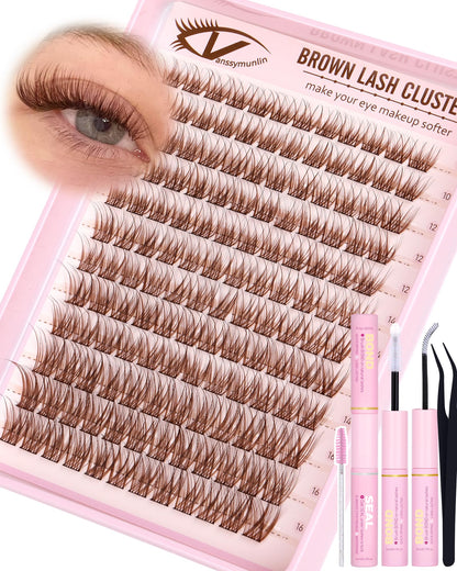 Natural Brown Lash Clusters Kit Wispy Eyelashes Clusters Kit Vanssymunlin