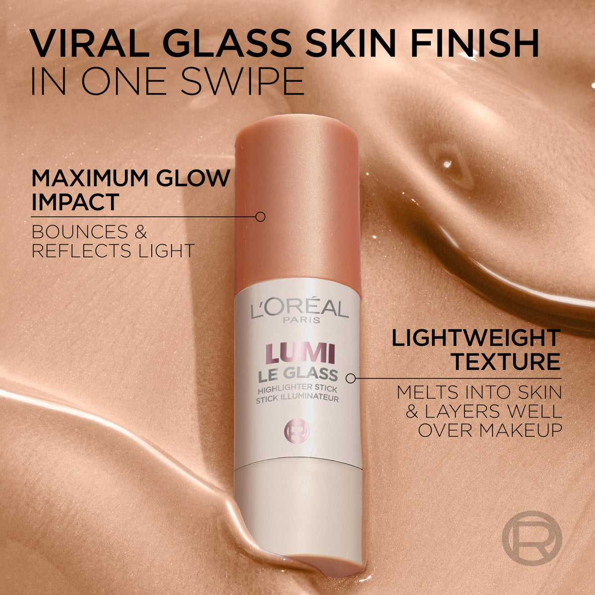 L'Oreal Paris True Match Lumi Le Glass Highlighter Stick, Reflective, Translucent, Glassy Highlighter for Face and Body, 610 Glassy Pearl Eclat, 0.17 Oz L'Oreal Paris