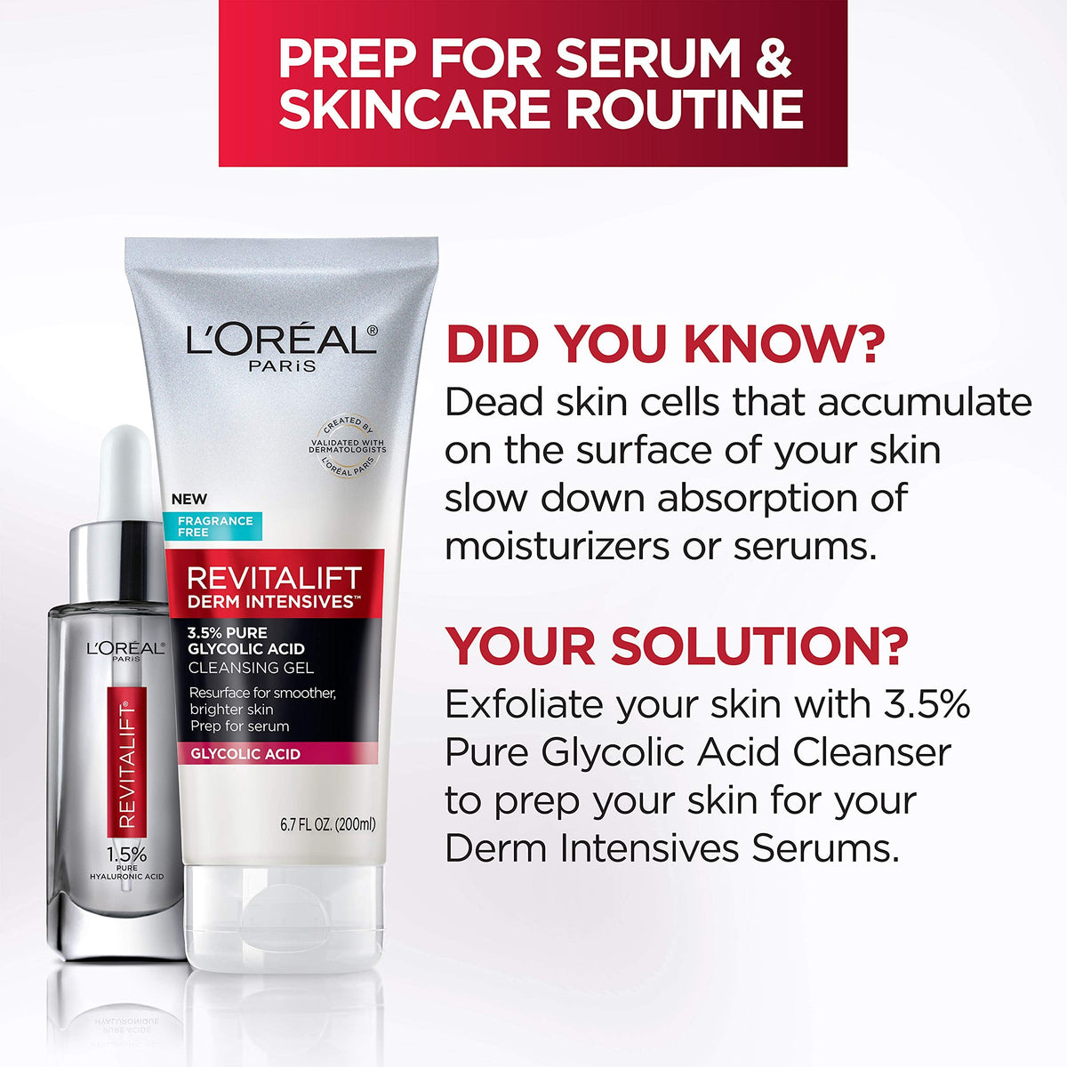 L'Oreal Paris Revitalift 3.5% Pure Glycolic Acid Brightening Cleansing Gel wth Salicylic Acid 6.7 fl oz L'Oreal Paris