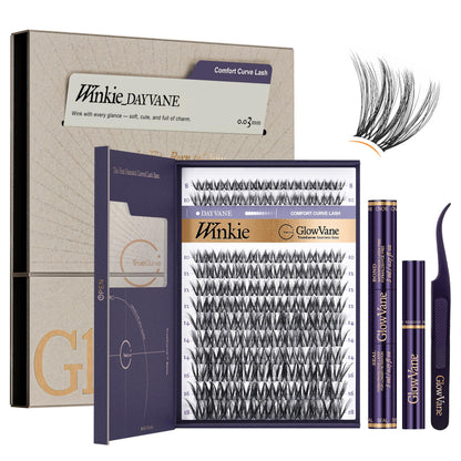 UPGRADED BOND Glowvane Lash Clusters Kit, Wispy Curved Band Lashes, Winkie GlowVane