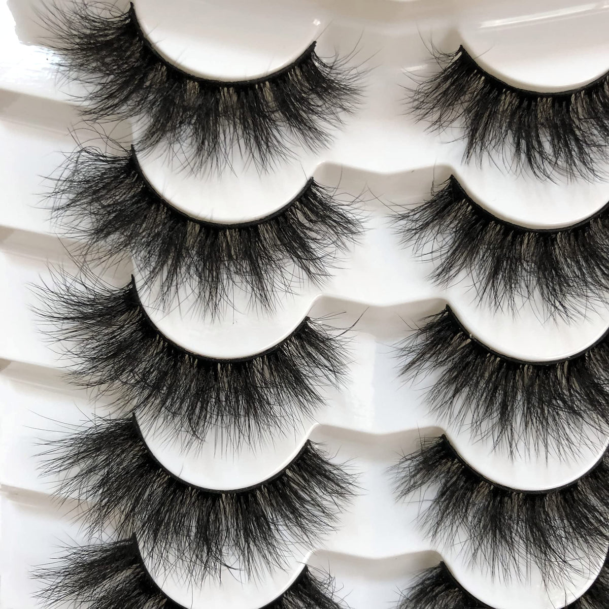 Pooplunch False Eyelashes Faux Mink Lashes Cat-Eye Look 18MM Wispy Long 8D Volume Fake Eyelash Strips 7 Pairs Pack Pooplunch