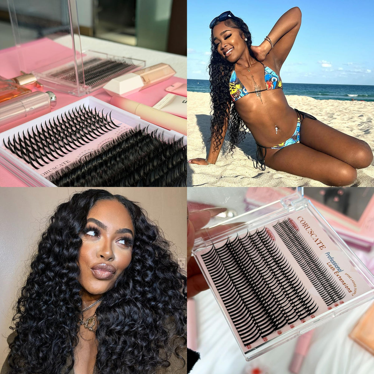 CORUSCATE Lash Clusters Spiky Ultra Long 12-22mm Spikes 7-9mm Bottom Lash CORUSCATE