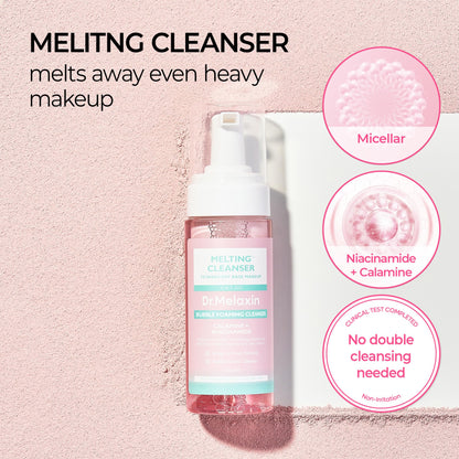 Dr.Melaxin Melting Bubble Foaming Cleanser - Micellar Makeup Remover Face Wash with Calamine and Niacinamide, No Double Cleansing Needed, Gentle Foam Cleanser for Sensitive Skin, K-Beauty Dr.Melaxin