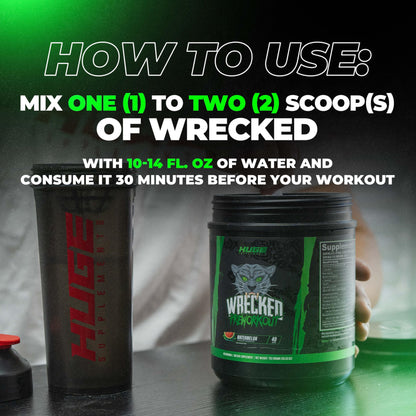Wrecked Pre Workout Powder, Advanced Formula, Boosts Energy, Focus, Pumps & Performance, 10g L-Citrulline, 6.4g Beta Alanine, 5g Tyrosine, 1g Alpha GPC, 375mg Fast-Acting Caffeine & More (40 Servings)