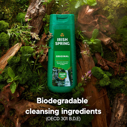 Irish Spring Original Moisturizing Body Wash for Men, 24-Hour Fresh, Face and Body Wash, Men’s Body Wash, Biodegradable Ingredients, Paraben Free, Cool Fresh Scent, 20 fl oz Bottle (2 Pack) Irish Spring
