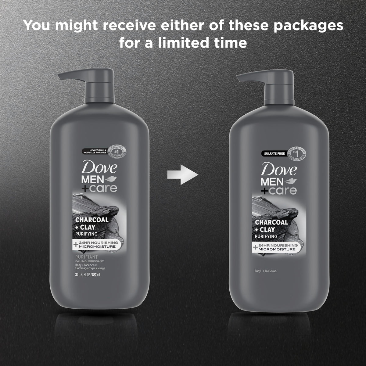 DOVE MEN + CARE Body and Face Scrub, Charcoal Body Wash, 30 oz DOVE MEN + CARE