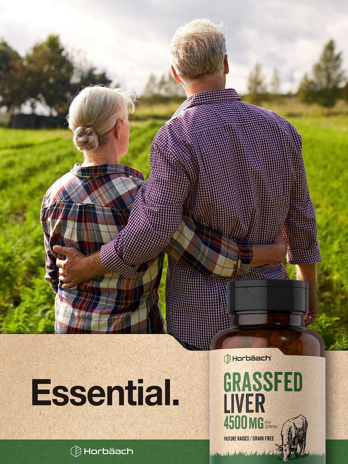 Horbäach Grass Fed Beef Liver | 4500mg | 90 Capsules | Desiccated, Pasture Raised, Grain Free, Non-GMO Supplement Horbäach