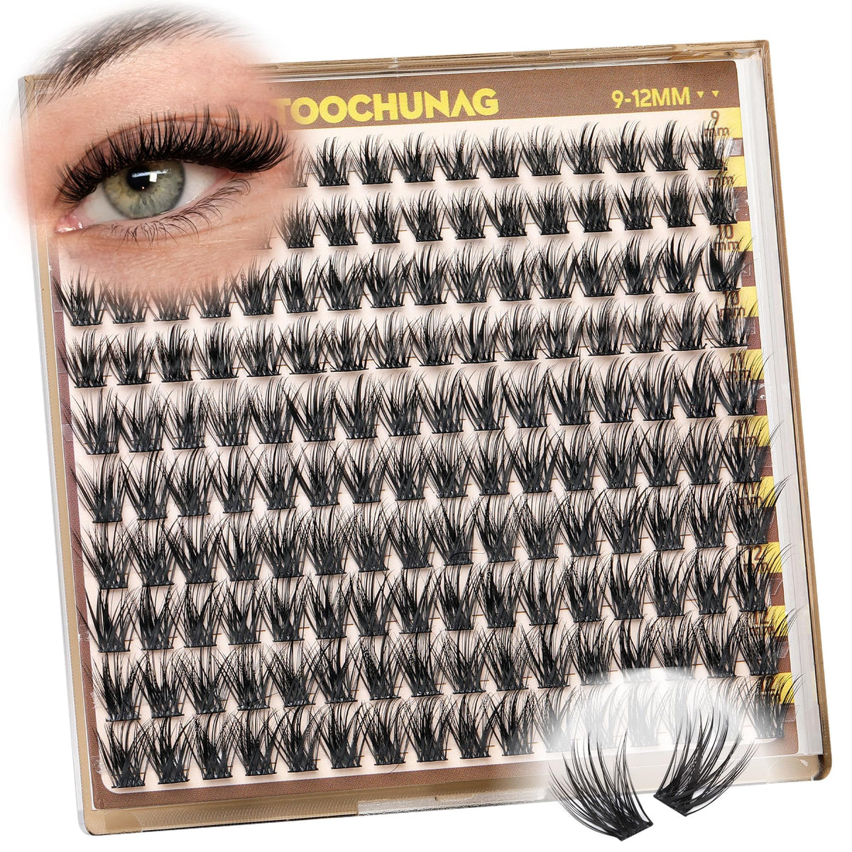 Short Lash Clusters 9-12mm Wispy Cluster Eyelash Extensions 160pcs Natural Individual Lashes Natural Look C Curly Thin Band Eyelashes Clusters by TOOCHUNAG TOOCHUNAG