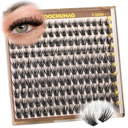 Short Lash Clusters 9-12mm Wispy Cluster Eyelash Extensions 160pcs Natural Individual Lashes Natural Look C Curly Thin Band Eyelashes Clusters by TOOCHUNAG TOOCHUNAG