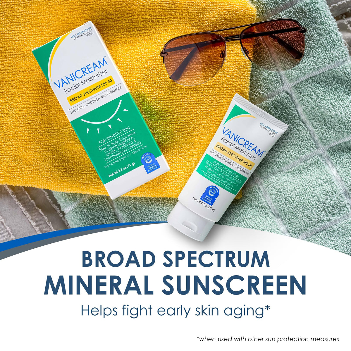 Vanicream Facial Moisturizer SPF 30 Zinc Oxide Mineral Sunscreen, 2.5 Fl Oz Vanicream