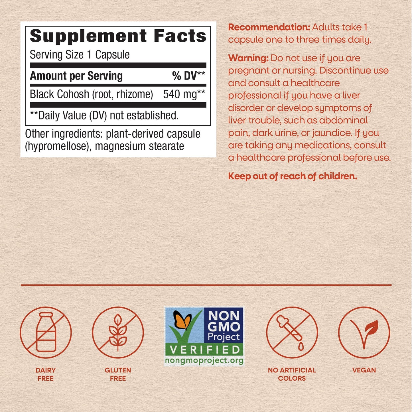 Nature’s Way Herbs Black Cohosh Root Capsules, Traditional Women’s Herbal Supplement*, Cimicifuga Racemosa Root, Nature's Way