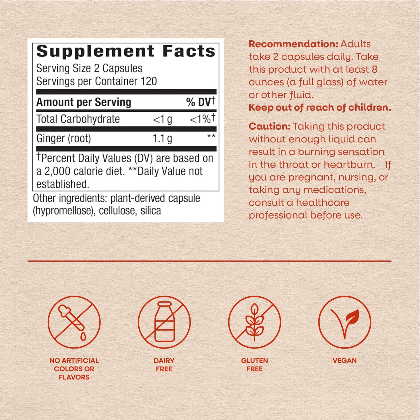 Nature’s Way Ginger Root Capsules, 1100 mg per 2-Capsule Serving Ginger Supplement for Digestive Comfort and Motion-Related Nausea Support Nature's Way