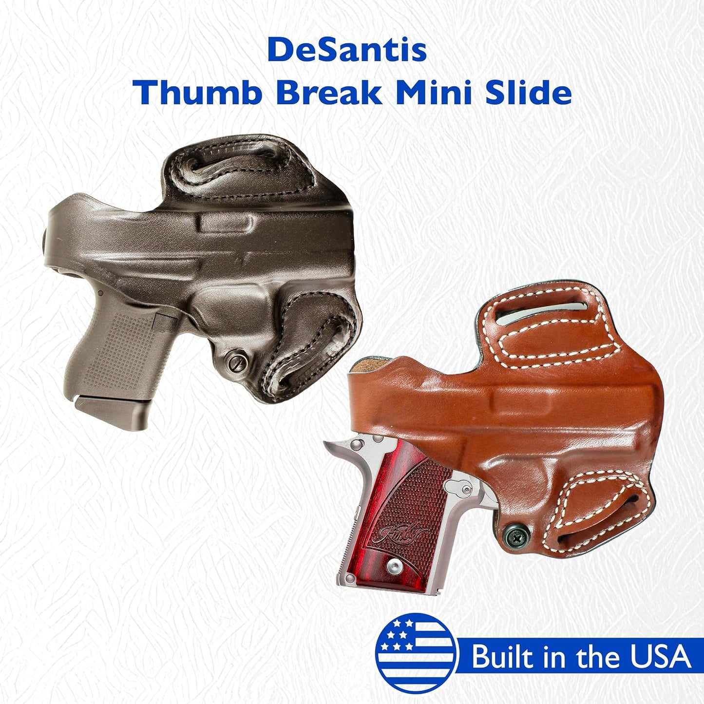 DeSantis Thumb Break Mini Slide Holster, Outside the Waistband Gun Holster, Fits Glock 43, Glock 43X, and Glock 48, Adjustable Tension Device, Right-Hand Draw, Tan Gsupps Australia