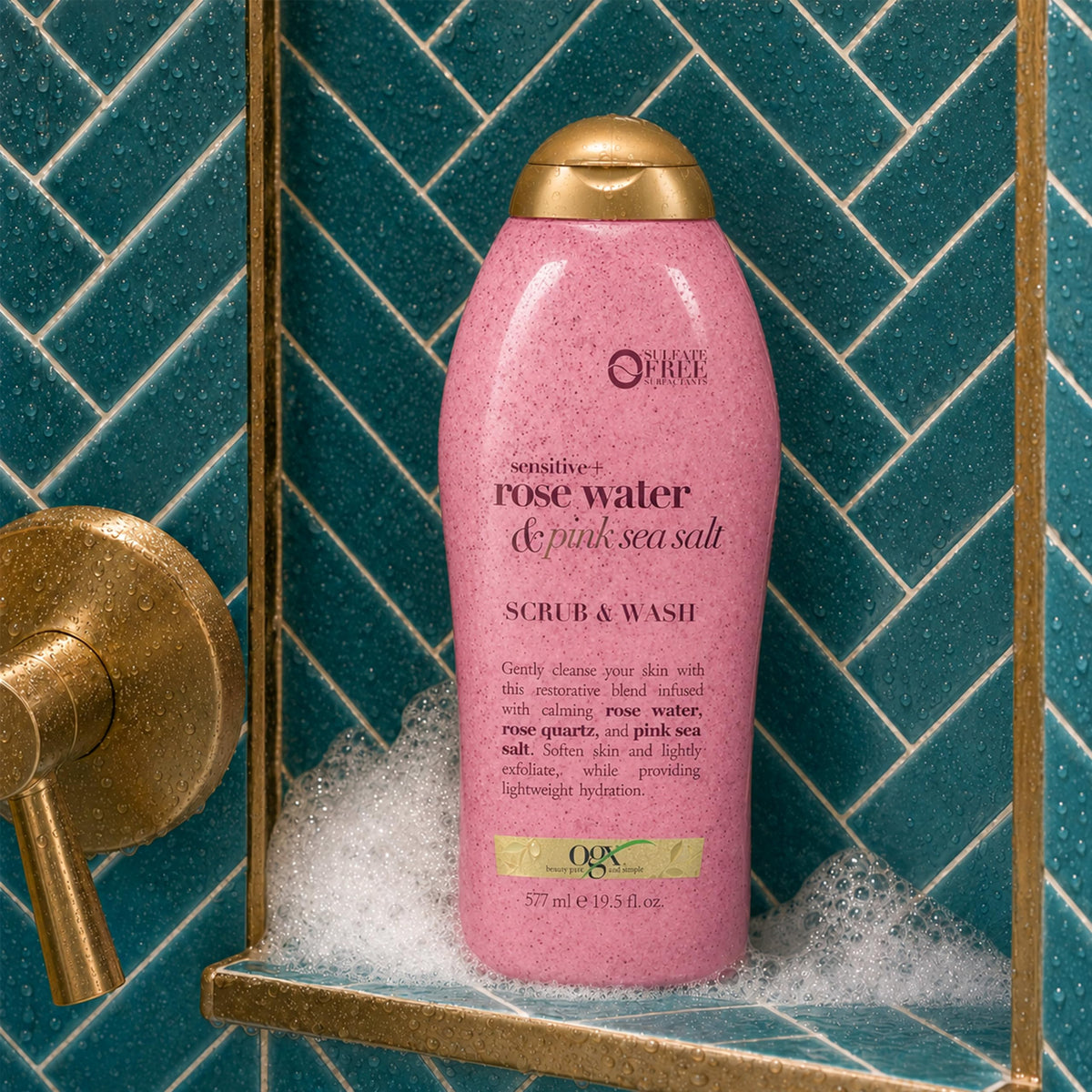 OGX Sensitive + Rose Water & Pink Sea Salt Body Scrub, 19.5 fl oz OGX