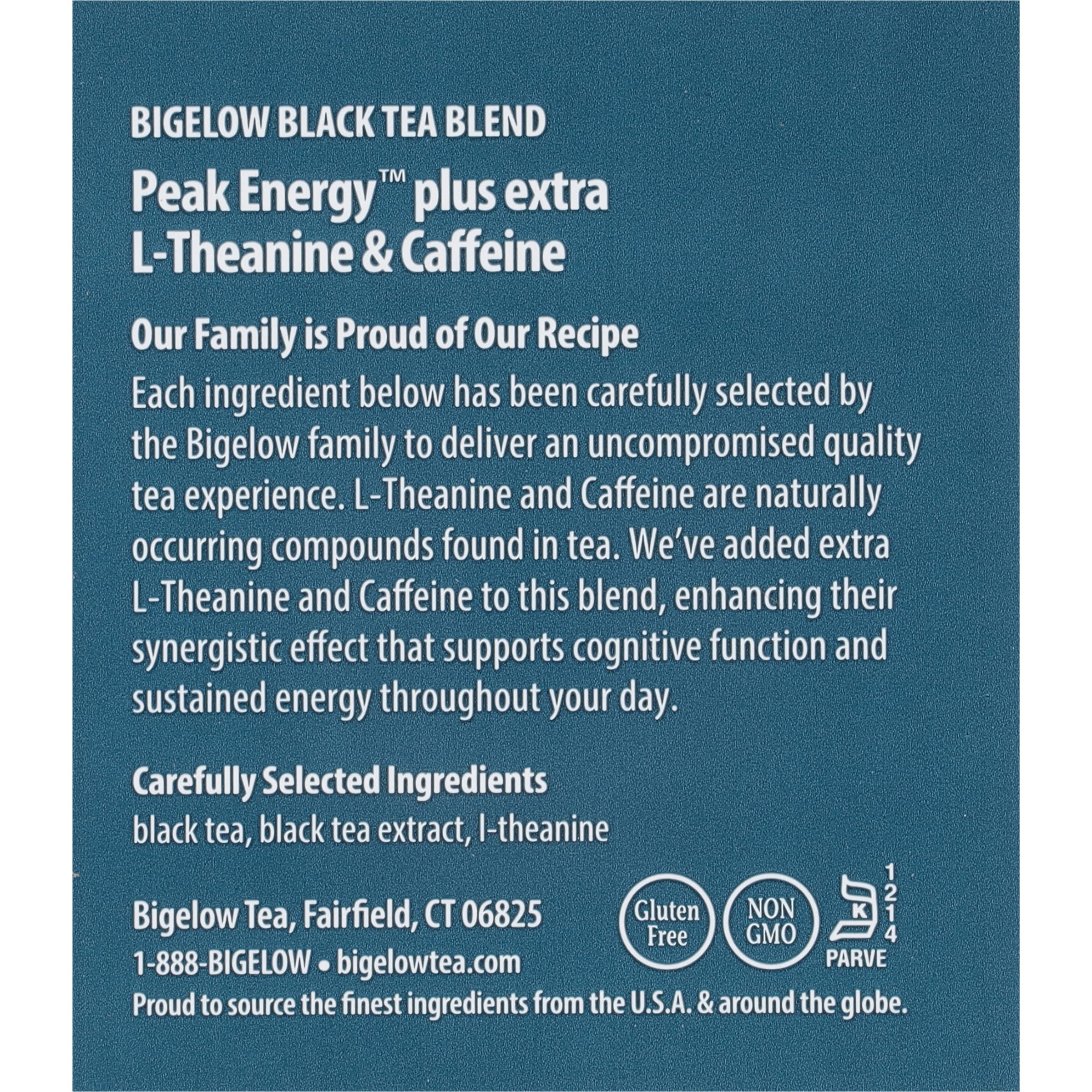 Bigelow Tea Peak Energy plus extra L-Theanine & Caffeine, 18 Count (Pack of 6), 108 Total Tea Bags Bigelow Tea buy australia supplements