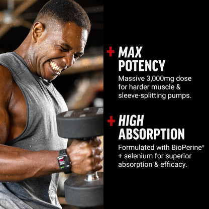 Force Factor L-Arginine Nitric Oxide Supplement with BioPerine to Help Build Muscle and Support Stronger Blood Flow, Circulation, Nutrient Delivery Force Factor