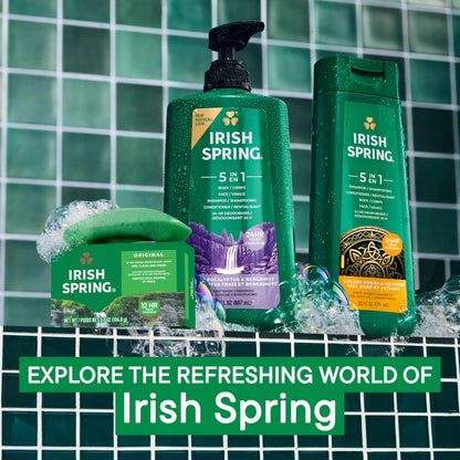 Irish Spring Bar Soap for Men, Original Clean, Smell Fresh and Clean for 12 Hours, Men Soap Bars for Washing Hands and Body, Mild for Skin, Recyclable Carton, 3.7 Ounce - 3 Count (Pack of 8) Irish Spring