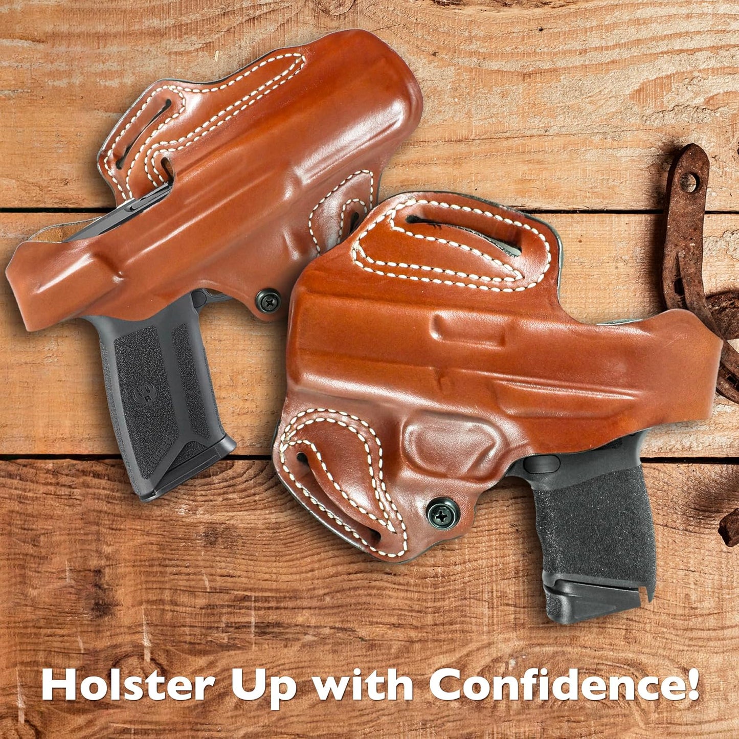 DeSantis Thumb Break Mini Slide Holster, Outside the Waistband Gun Holster, Fits Glock 43, Glock 43X, and Glock 48, Adjustable Tension Device, Right-Hand Draw, Tan Gsupps Australia