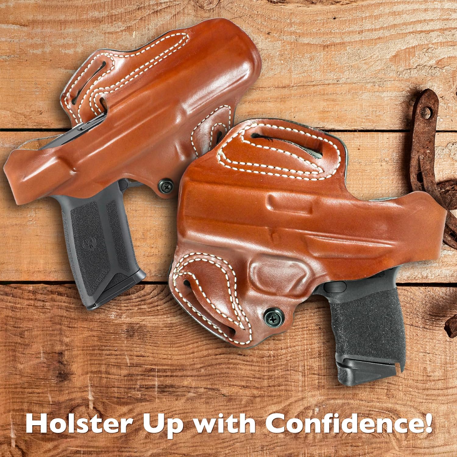 DeSantis Thumb Break Mini Slide Holster, Outside the Waistband Gun Holster, Fits Glock 43, Glock 43X, and Glock 48, Adjustable Tension Device, Right-Hand Draw, Tan Gsupps Australia