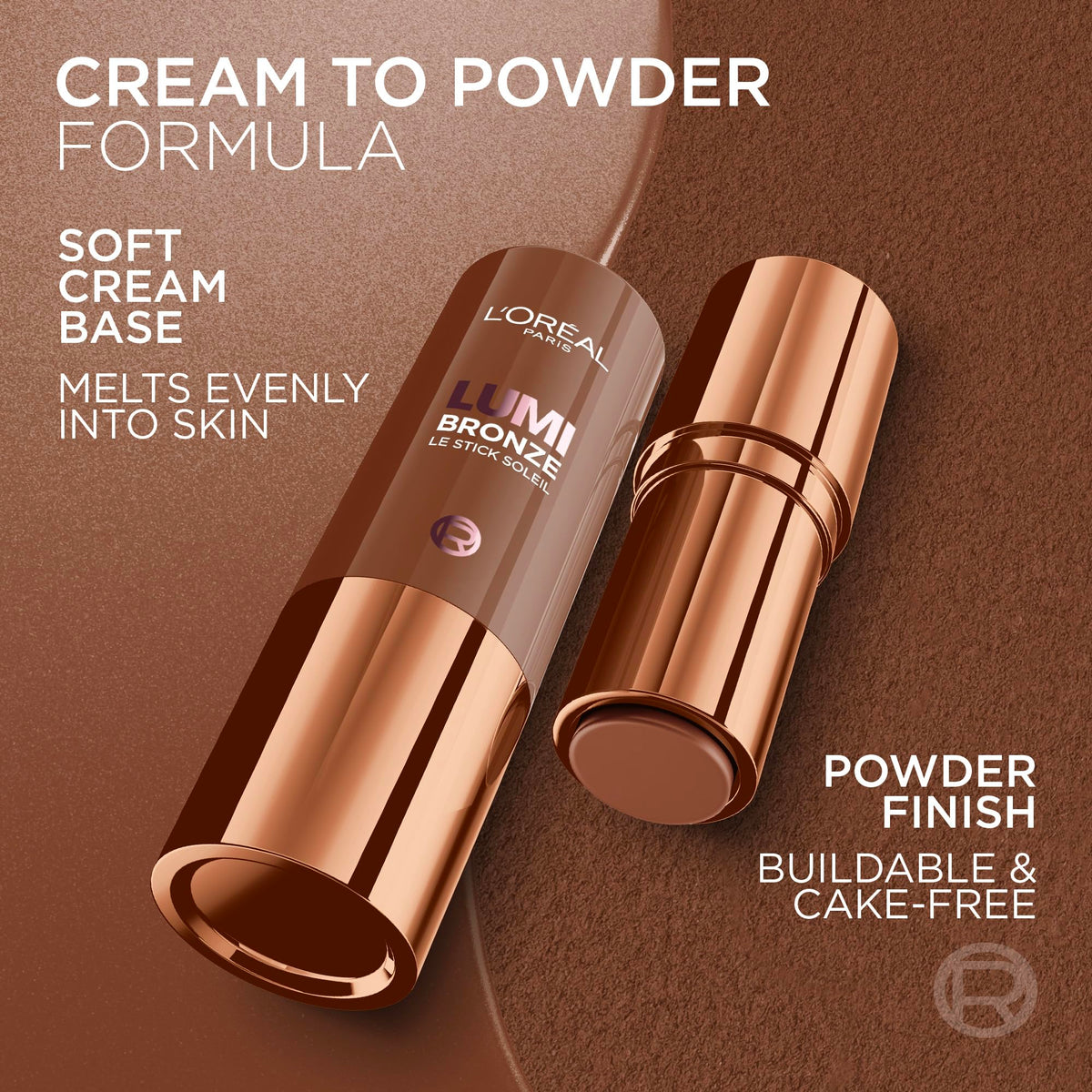 L'Oreal Paris Lumi Bronze Le Stick Soleil Bronzer Stick, Cream-To-Powder Bronzer For A Sunkissed Face Makeup Glow, 110 Toasted Sunlight L'Oreal Paris